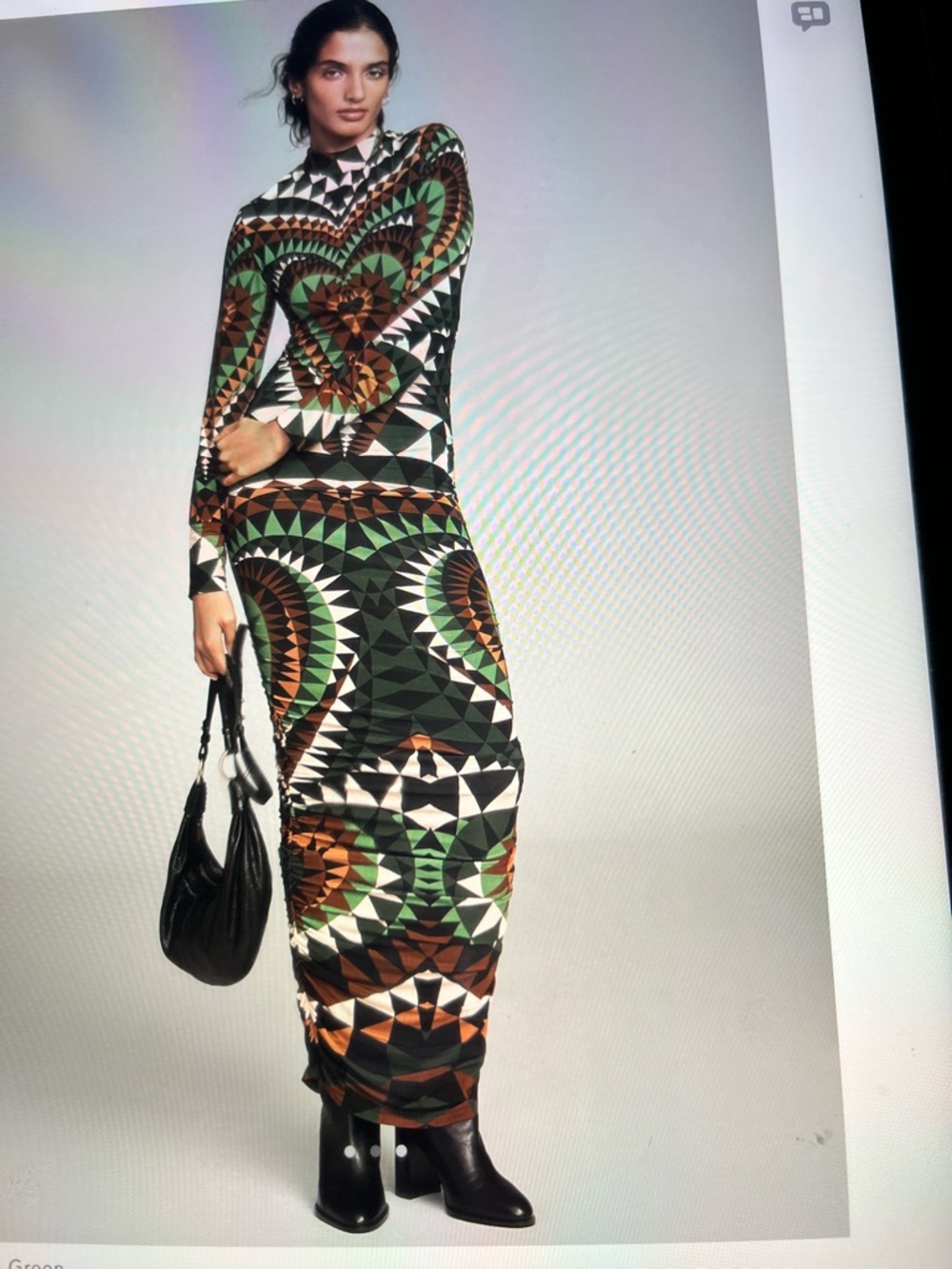 FARM Rio Geometric Heart Maxi Dress in Green, Brown and Black
